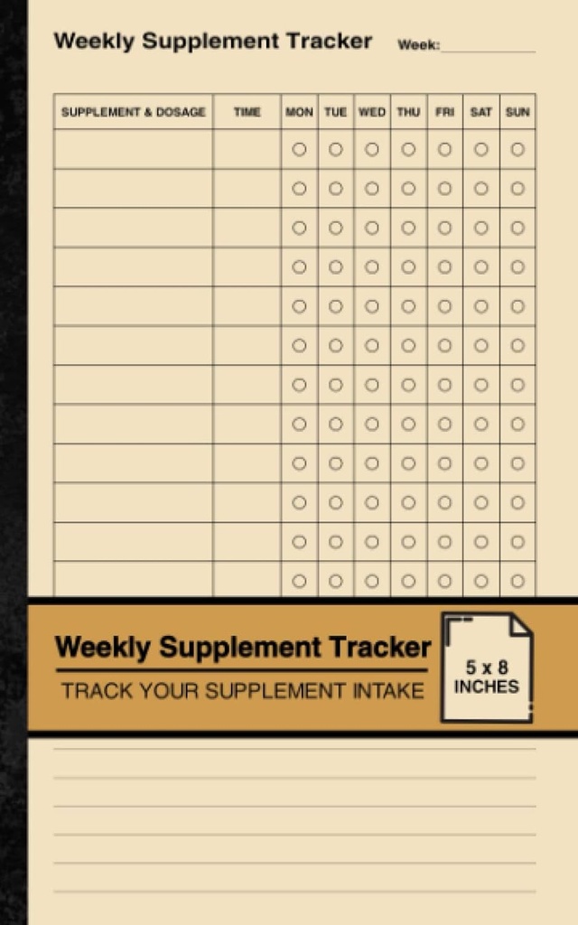 Weekly Supplement Tracker: Simple Supplement Log book | Track Your Supplement Intake | Small