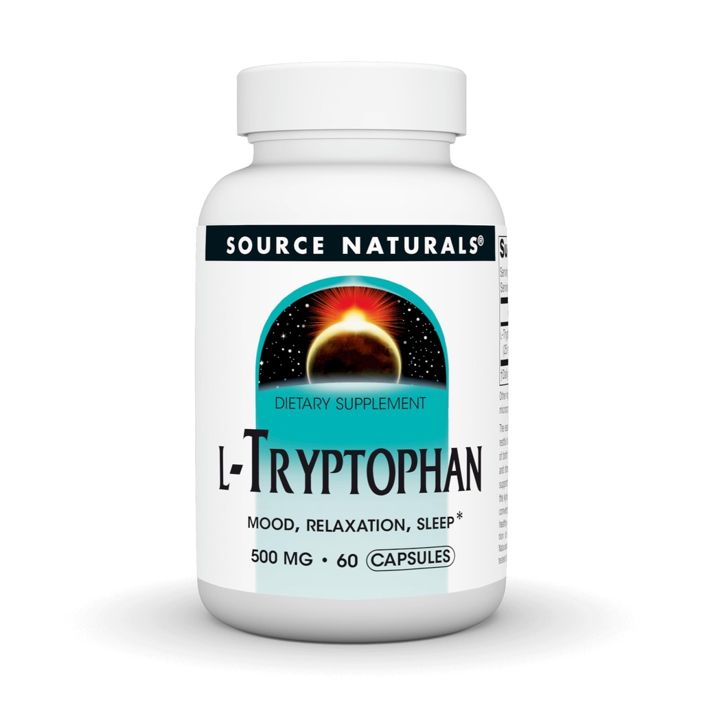 Source Naturals L-Tryptophan, for Mood, Relaxation, and Sleep*, 500mg - 60 Capsules