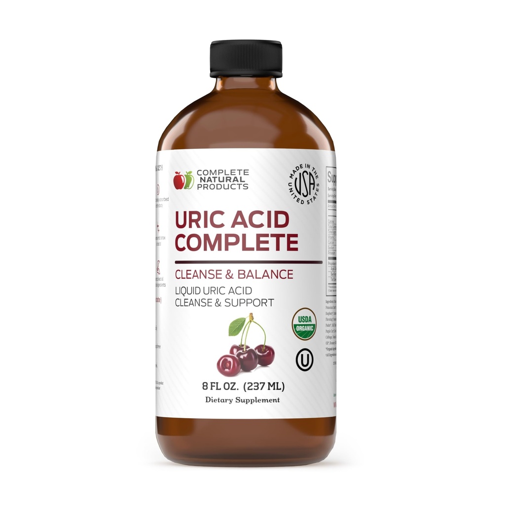 Ολοκληρωμένα φυσικά προϊόντα Uric Acid Complete - 8oz Liquid Supplement to Support Uric Acid Cleanse, Kidney Health & Circulation with Apple Cider Vinegar, Tart Cherry, & Beet Root.