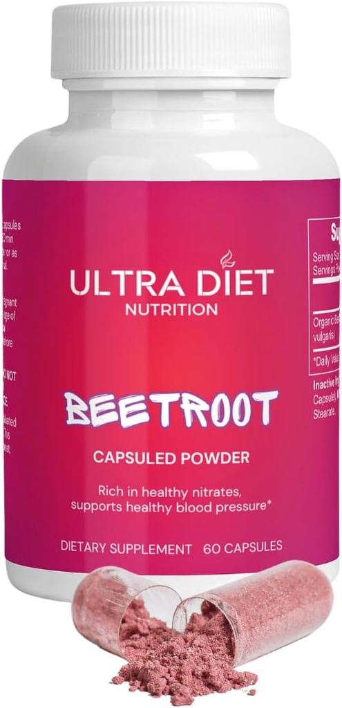 Βιολογικά Κάψουλες Beetroot, 1300mg, Νιτρικό Οξείδιο, 100% Φυσικό, Μη ΓΤΟ, 60 Κάψουλες