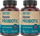 DEVA Vegan Probiotic with FOS Prebiotics Supplement - 2 Billion CFU with 100 MG of Prebiotics Per Serving for Men & Women - Non-Dairy Gluten Free - Naturally Shelf Stable - 90 Capsules (Pack of 2)