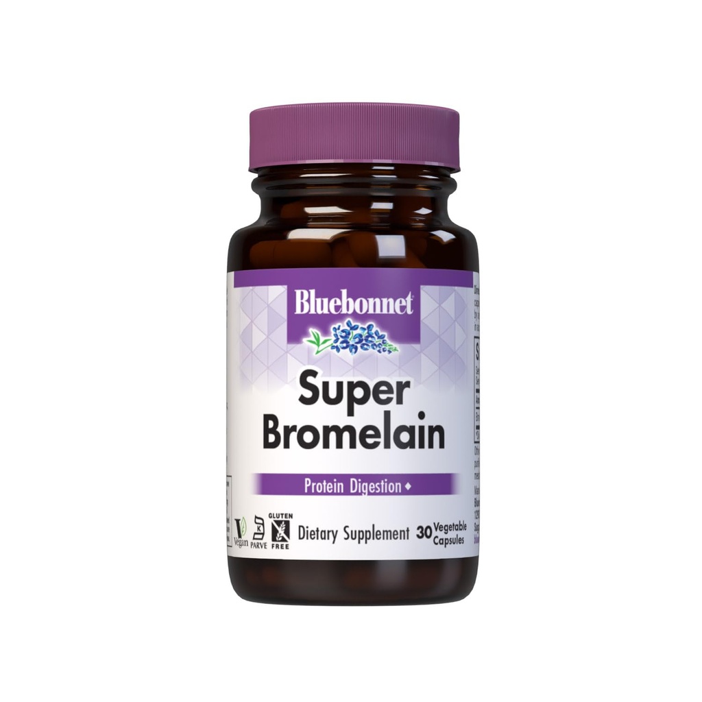 BlueBonnet Super Bromelain Χορτοφαγικά Καψάκια, Ανανά, 500 mg, 30 Count
