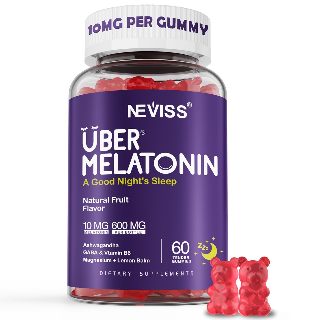 Μελατονίνη Gummies 10mg 20mg για Ενήλικες, Μελατονίνη 10 mg ανά Gummy με Ashwagandha, Μαγνήσιο Γλυκινικό, GABA, L-θεανίνη, βαλεριάνα ρίζα και λεμονιού, συμπλήρωμα υποστήριξης ανάπαυσης, Grape Flavor, 60 Cts