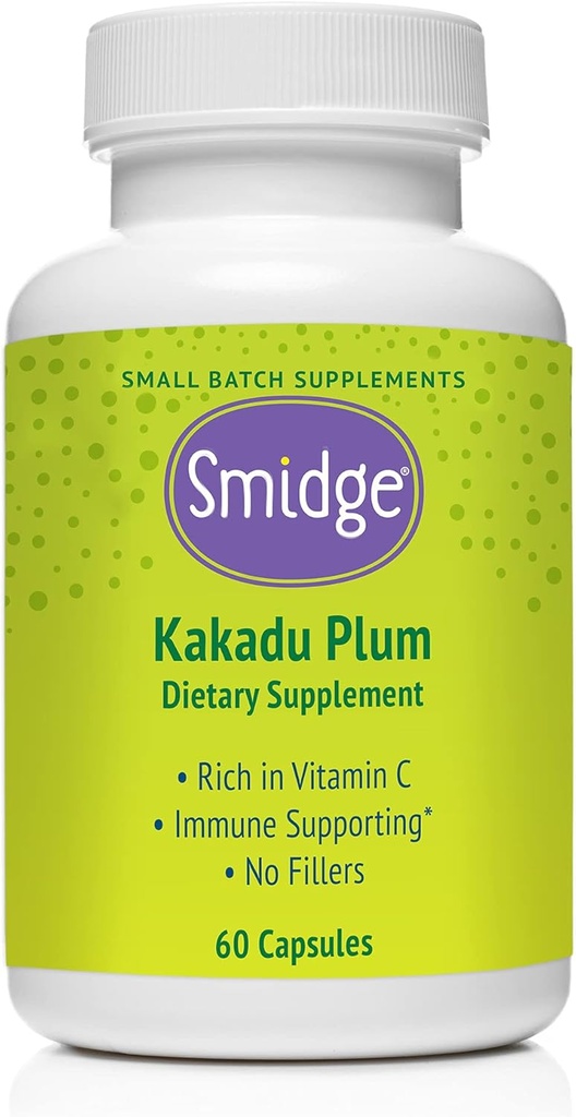 Smidge® Kakadu Plum Κάψουλες, 60 κατ. Καθαρή, μη ΓΤΟ Βιταμίνη C από το Αυστραλιανό Kakadu Plum. Χωρίς πληρωτικά, χωρίς ασκορβικό οξύ