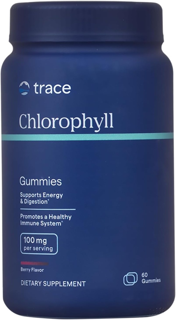 Trace Minerals Chlorophyl Gummies, 100mg - Υποστηρίζει την υγιεινή πέψη, ανοσοποιητική & δερματική υγεία - Φυσική ενέργεια & Cell Function Formula με μέγιστη απορρόφηση - Berry Flavor, 60 Gummies (30 υπηρεσίες)
