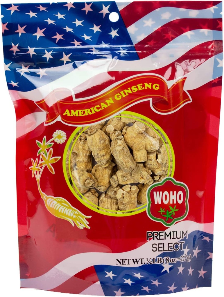 WOHO Short Extra Large American Ginseng Roots 8 oz τσάντα