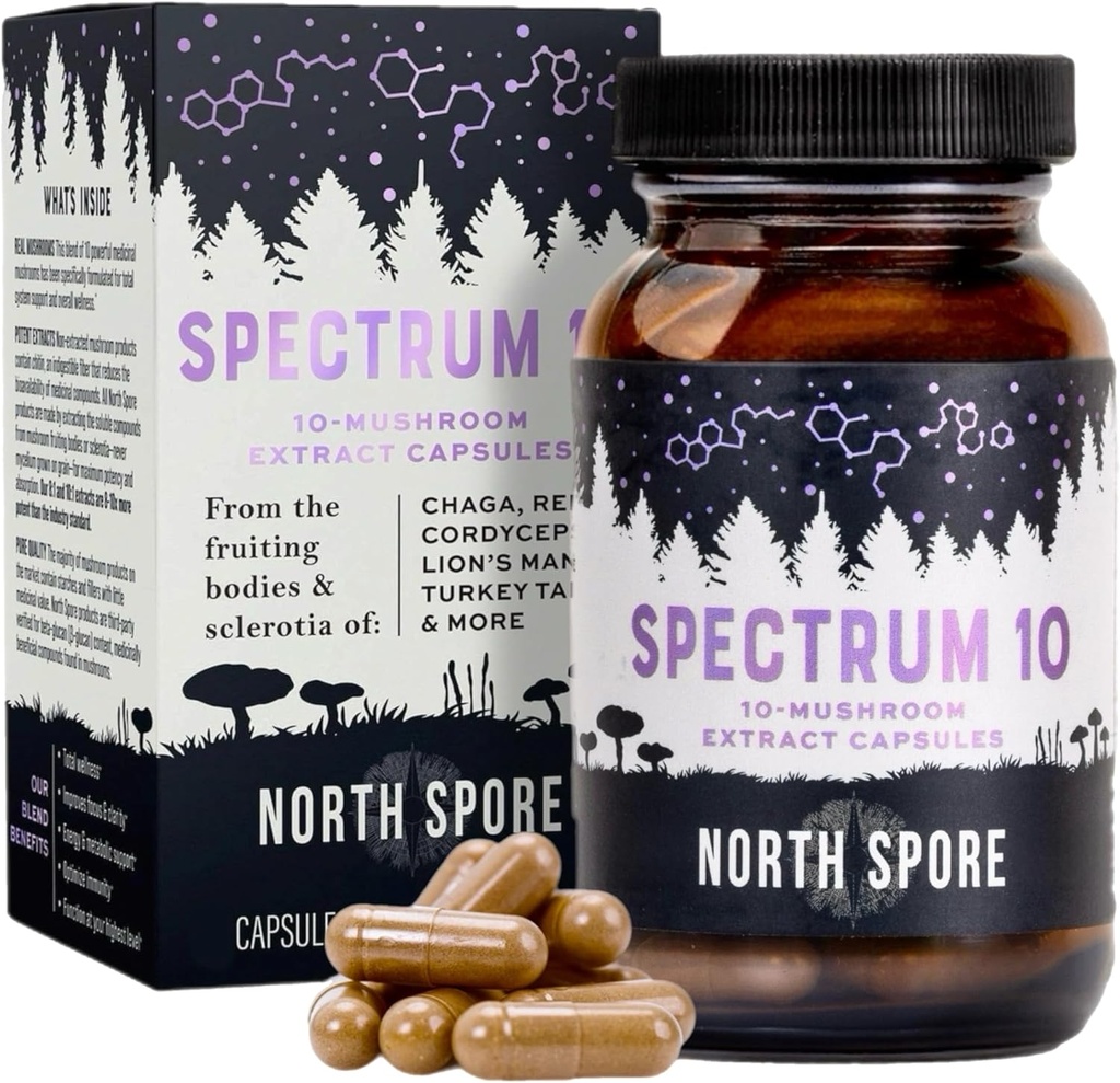 North Spore Organic 'Spectrum 10' Mushroom Extract Capsules 