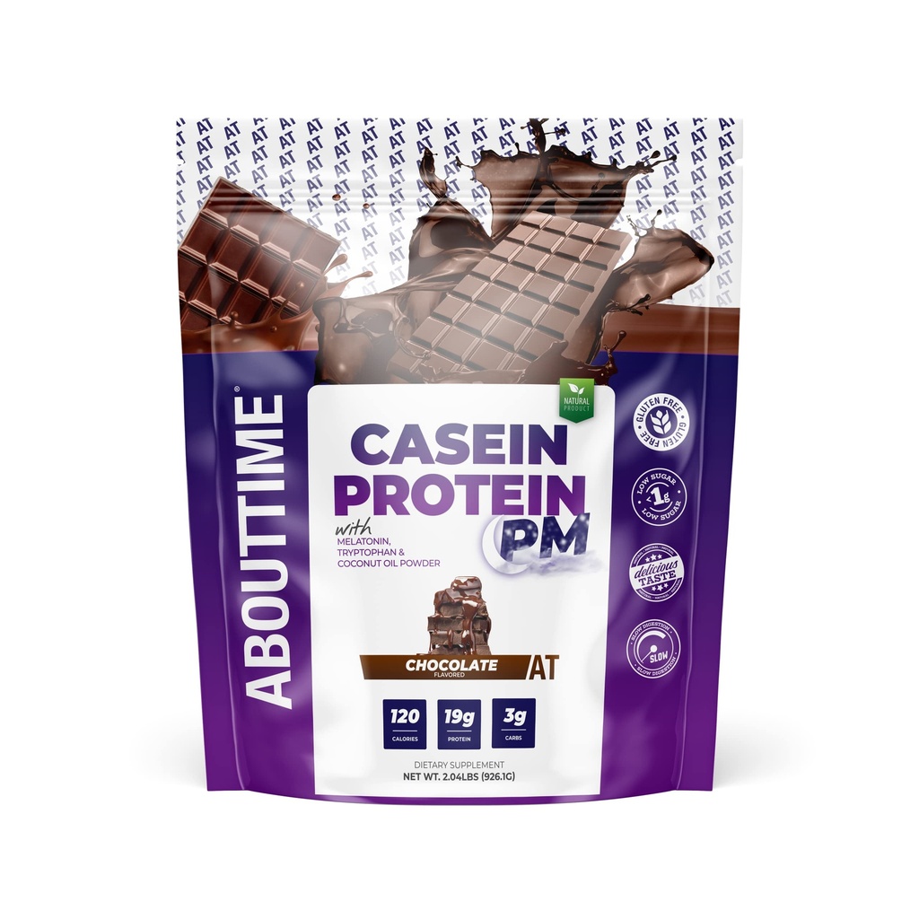 About Time Casein Protein Chocolate, 19g Protein, Nighttime Recovery Formula, No Artificial Sweeteners, No Growth Hormones