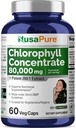 NusaPure Chlorophyll 200:1 Extract, 400 mg Ισοδύναμο με 80.000 mg 60 Veggie Caps (Ισοδύναμο 80000mg ανά Σερβίρισμα, μη ΓΤΟ, Vegan) Νάτριο Chlorophyllin