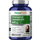 NusaPure Chlorophyll 200:1 Extract, 400 mg Ισοδύναμο με 80.000 mg 60 Veggie Caps (Ισοδύναμο 80000mg ανά Σερβίρισμα, μη ΓΤΟ, Vegan) Νάτριο Chlorophyllin