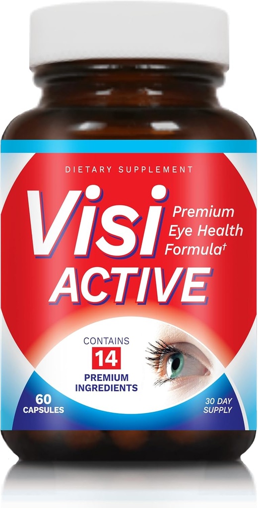 Vision Support Supplement - Eye Health Formula with L-Tartrate, Resveratrol, Blueberry Extract, Vitamins A, C, D & 11 Ingredients for Vision Support - 60 Capsules/Bottle - 1 Pack