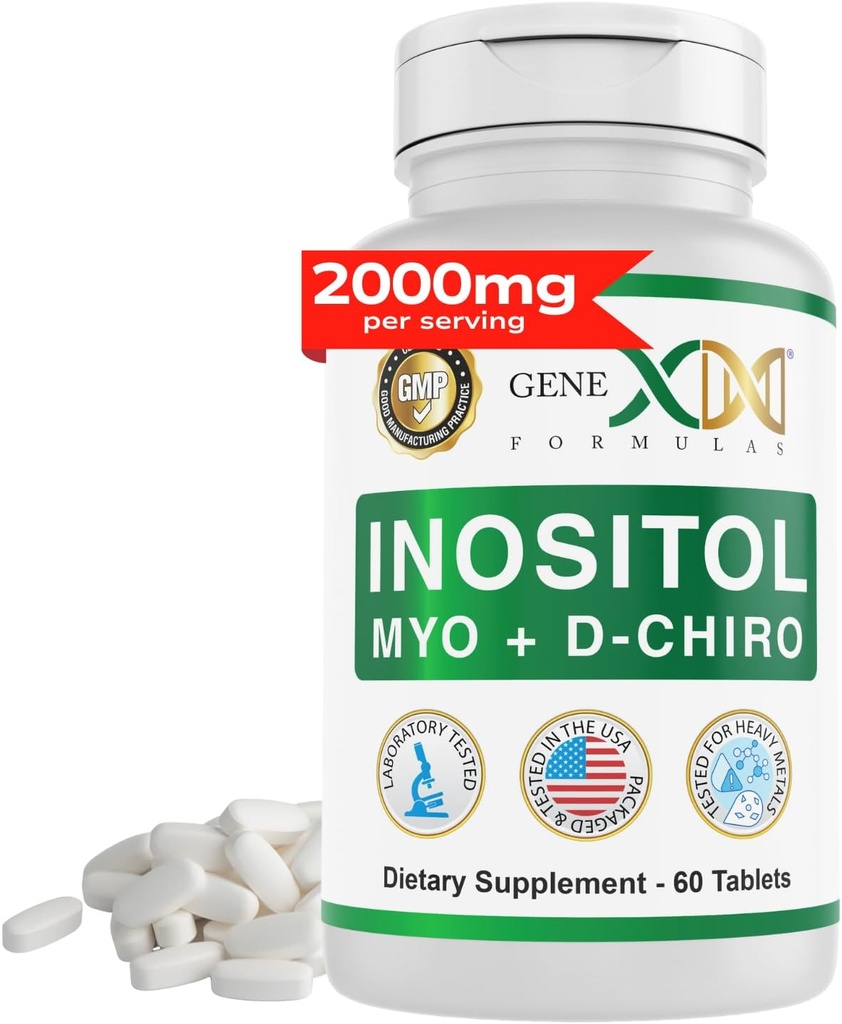 Genex Formulas 40:1 Myo-Inositol 2000mg D-Chiro Inositol 50mg (60 δισκία) Υποστηρίζει την ισορροπία ορμονών και λειτουργία των ωοθηκών - Vegan, χωρίς γλουτένη, μη GMO (30 ημέρες προσφοράς)
