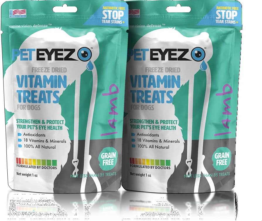 Pet Eyez-Dog Tear Stain Remover - Dear Stain Remover για σκύλους - Dog Eye Care -Dog Treats with Astaxanthin, Blueberry Fruit Powder, Lutein, Grain Free, All-Natural Protein (Lamb-2 Pack)