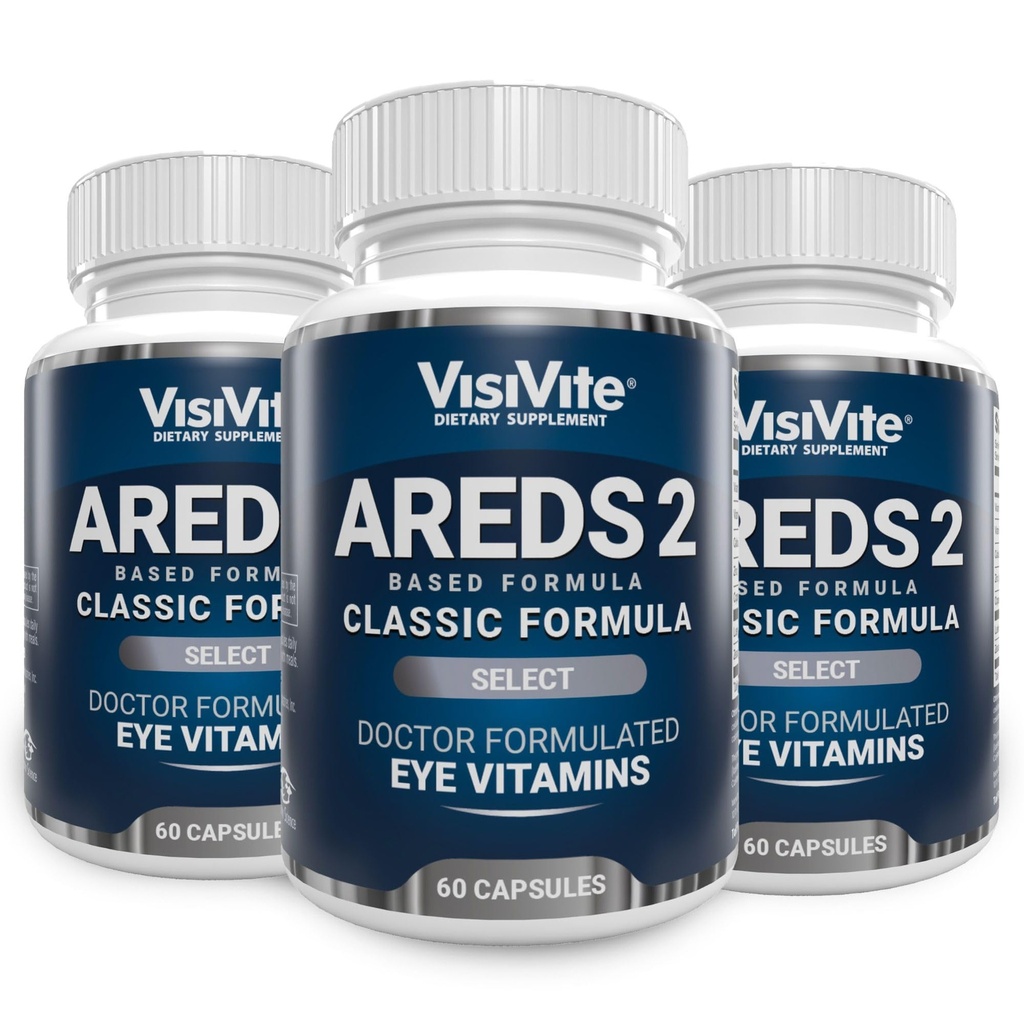 AREDS 2 Select Eye Vitamins for Macular Support - Βιταμίνες για μάτια με Zeaxanthin Plus Lutein Macular Supplement - Premium Macular Health Formula - Συμπληρώματα ματιών - 60 Κάψουλες - (Pack of 3)