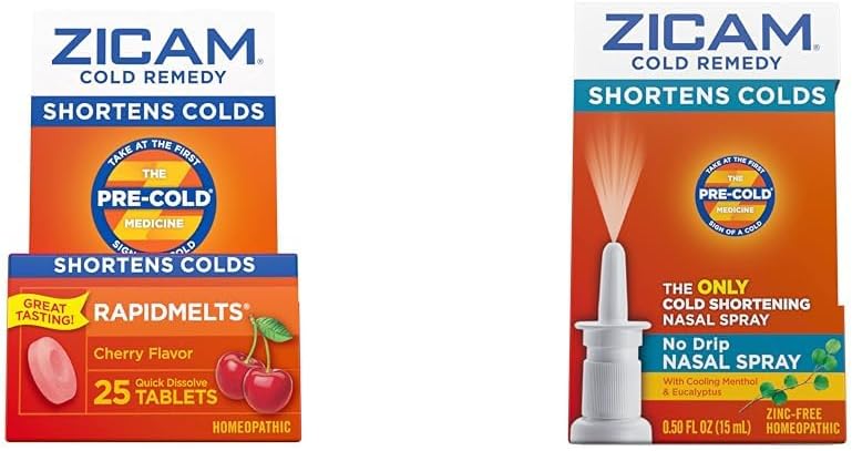 Zicam Ψυχρή Remedy, Cherry Rapidmelts (25 κόμης) και No-Drip Nasal Spray (0.5 ουγγιά) Bundle
