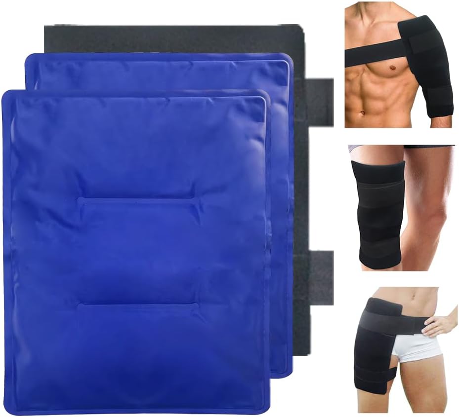 Large Gel Soft Flexible Ice Packs for Injuries, Reusable Freezer Cold Pack, Hot Cold Compress Therapy, 2 Packs Gel Pads for Back, Shoulder, Knee, Hip, Leg, Arm Injury, 11"x14"