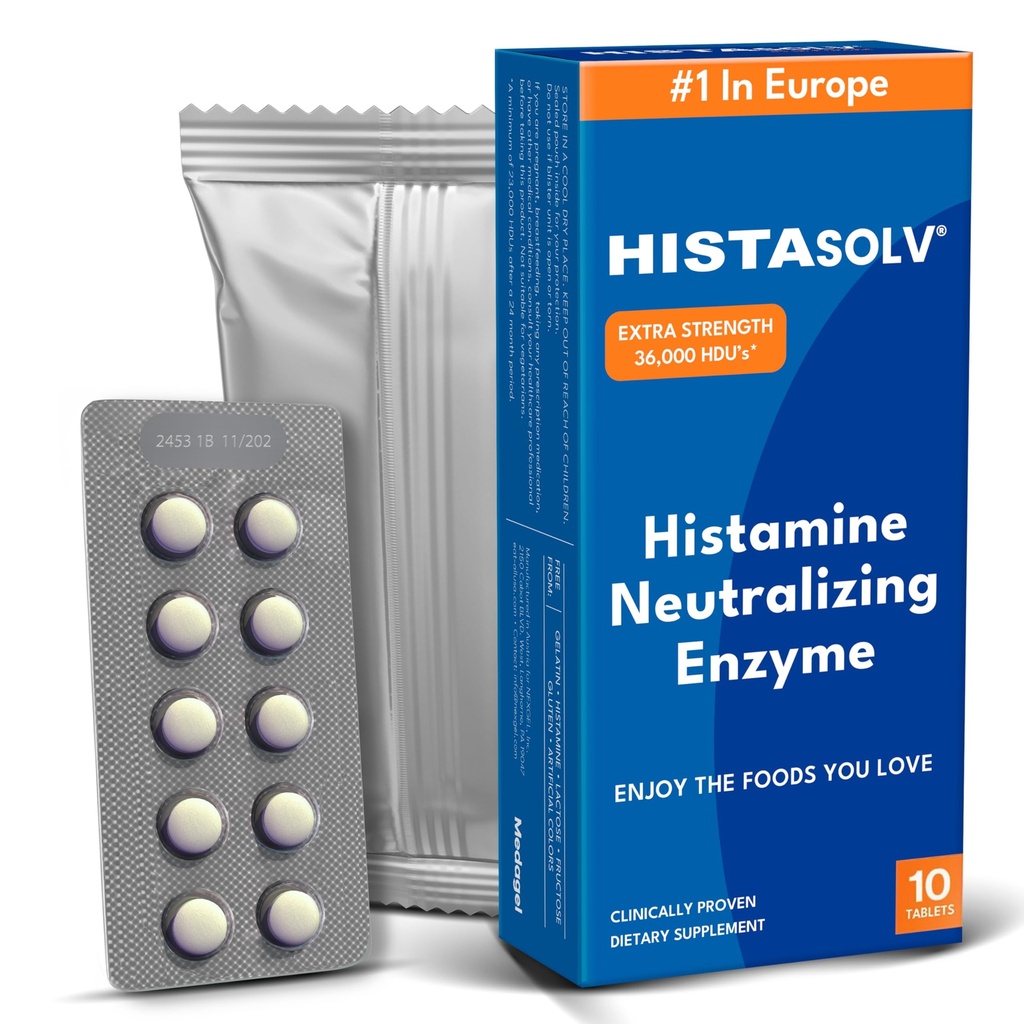 Medagel HISTAsolv Extra Strength DAO Enzyme Supplement for Histamine Food Inανεκτικό - Eases Digestive Disfort - Πατενταρισμένη τεχνολογία - Made in Austria - 10 Pack