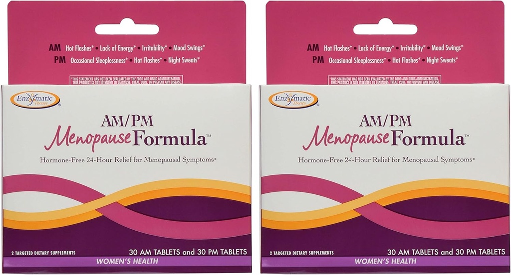 Nature's Way AM/PM Menopause Hormone-Free Formula Daytime Energy & Restful Sleep, 60 Count, Pack of 2 (Packaging May Vary)