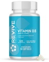 Revive MD Vitamin D3 Supplement 5000 IU – High Potency Cholecalciferol for Immune Support, Calcium Absorption, Bone & Muscle Health – Non-GMO Dietary Supplement, No Fillers (60 Softgels, 60 Servings)