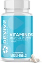 Revive MD Vitamin D3 Supplement, 5000 IU - Υψηλής ισχύος Χοληκαλσιφερόλη για Ανοσολογική Υποστήριξη, Απορρόφηση Ασβεστίου, Υγεία των Οστών και των Μυών - Συμπλήρωμα διατροφής μη ΓΤΟ με Χωρίς Γέμισμα - 60 Softgels