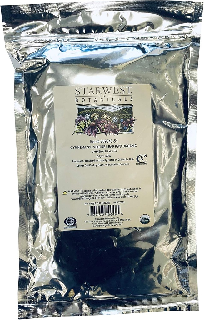 Starwest Βοτανικά Βιολογικά Gymnema Sylvestre Leaf Powder, 1 λίρα