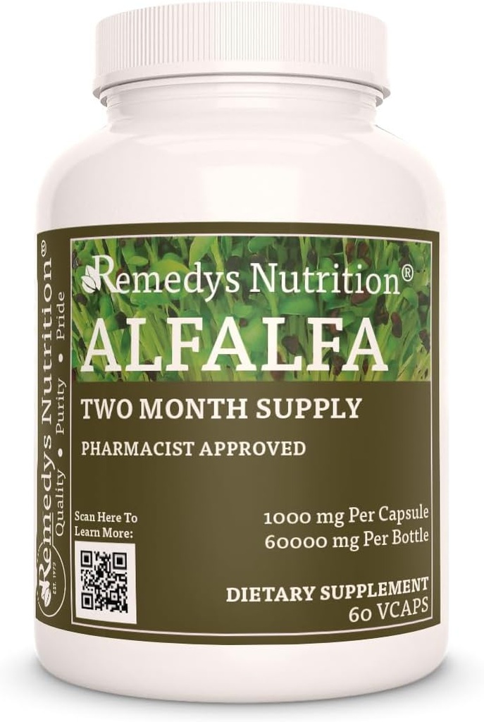 Remedy’s Nutrition Alfalfa - 1.000 mg, 60 Vegan Κάψουλες Φυτικό Συμπλήρωμα Διατροφής - Δύο Μήνες Προσφορά