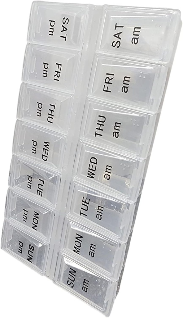 Δύο φορές την ημέρα Pill Organizer, Weekly Day and Night Pill Container, Day and Night Medication ή βιταμίνη για το πρωί ή το βράδυ AM Διαχωρισμός (12)