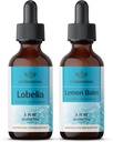 HERBAMAMA Herbal Liquid Drops Kit - Bundle of Lobelia Extract and Lemon Balm Tincture 2 fl oz - Vegan, Non-GMO, Sugar & Alcohol-Free - 2 Pack