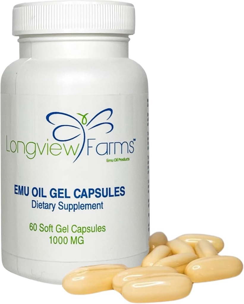 Longview Farms® Emu Oil Gel Κάψουλες 100% Pure Emu Oil for Skin Health, Mobility, and General Wellness 
