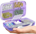 Airtight Pill Organizer Box Large Pill Dispenser Home Travel Essentials Supplement Holder Portable Vitamin Sorter Jumbo Size 8 Compartment Container Daily Medicine