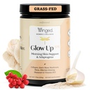 Winged Wellness Glow Up AM, Collagen Powder for Women - Πρωινό συμπλήρωμα ομορφιάς για το λαμπερό δέρμα με Grass-Fed Hydrolyzed Collagen Peptides, Mane & Maca Root - 21 Υπηρεσίες, Άγευστη