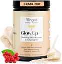 Winged Wellness Glow Up AM, Collagen Powder for Women - Πρωινό συμπλήρωμα ομορφιάς για το λαμπερό δέρμα με Grass-Fed Hydrolyzed Collagen Peptides, Mane & Maca Root - 21 Υπηρεσίες, Άγευστη