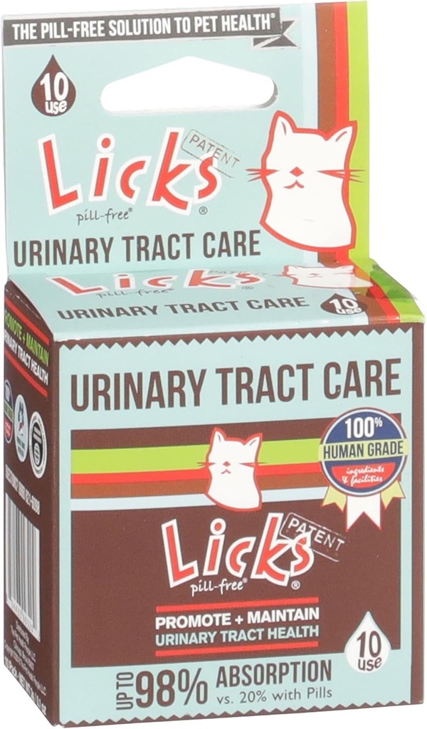 Licks Pill-Free Cat Urinary Tract Care - Cat UTI Care and Prevention Gel Packets - Συμπλήρωμα Ουρολοίμωξης για Γάτες - Omega 3 Fish Oil και L-Lysine Συμπλήρωμα - Gel Packets - 10 Χρήση