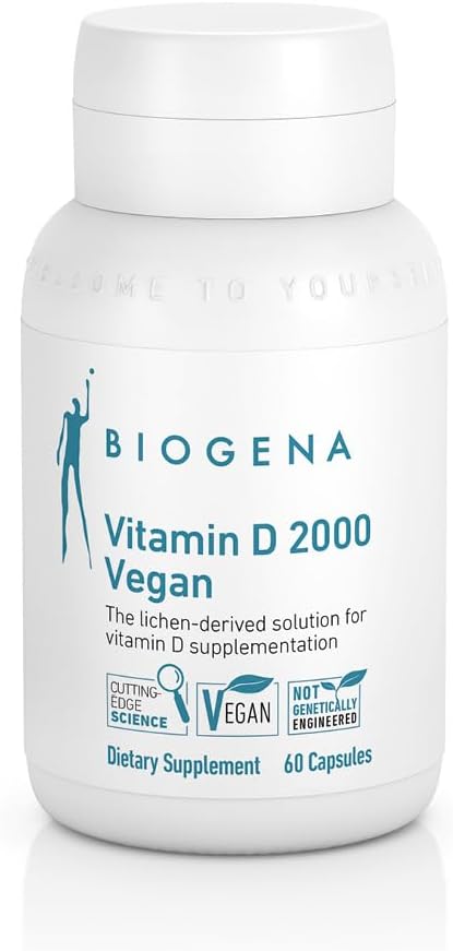 Biogena Vitamin D 2000 Vegan Formula - Sun Vitamin D3 συμπλήρωμα για την απορρόφηση ασβεστίου, ανοσοποιητική υποστήριξη - 60 κάψουλες **