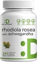 DEAL ΣΥΜΠΛΗΡΩΜΑ Rhodiola Rosea με Ashwagandha, 240 κάψουλες Veggie – Max Strength 10:1 Root Extract – Προσαρμόσιμα συμπληρώματα για χαλάρωση, ενέργεια, & υγεία του εγκεφάλου* – Μη ΓΤΟ