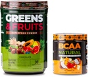 Nutrology Πράσινα & Φρούτα Σκόνη-Φυσικά πηγασμένα Superfood, Σοκολάτα (30 σερβιρίσματος) BCAA Natural, Plant Based BCAA Powder, Orange Coconut Flavor (30 σερβιρίσματος)