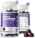 Magnesium Gummies 500mg 400mg | High Absorption, Bone, Nerves, Muscle | 3 Forms of Magnesium Complex Supplement Glycinate,Taurate,Malate | Adults - Vegan,Sugar Free,120Cts