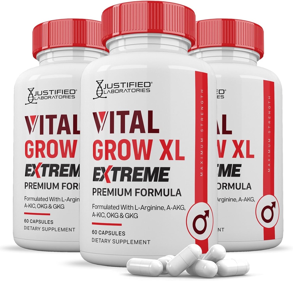 Αιτιολογημένα Εργαστήρια (3 Pack Vital Grow XL Extreme Pills 1600MG Premium Formula Proprietary Blend για την υγεία των ανδρών 180 κάψουλες