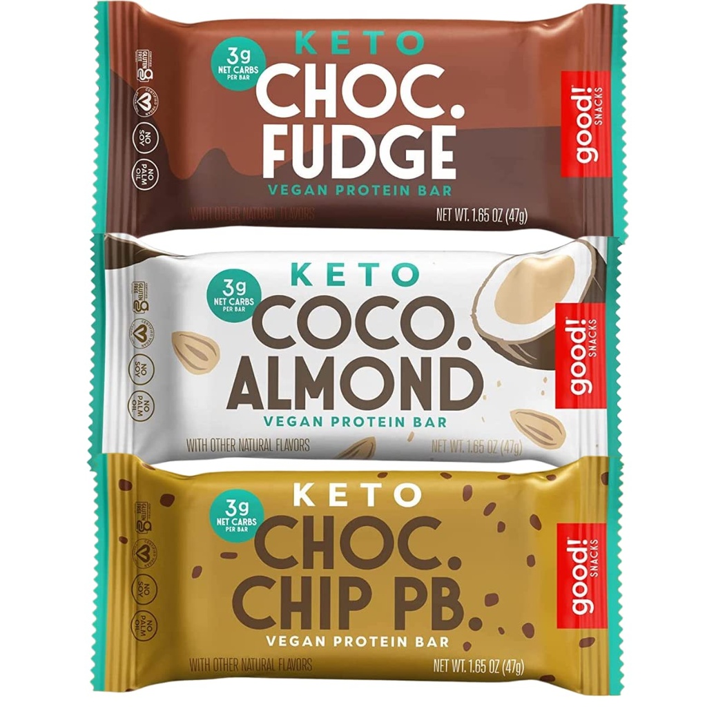 Ωραία! Snacks Keto Ποικιλία Pack Protein Bar, Vegan, Soy & Gluten Free, Χαμηλή αντικατάσταση γεύματος ζάχαρης, 10g Υψηλή πρωτεΐνη, Φυσικό υγιεινό σνακ, Για Αθλητές & Ενεργούς τρόπους ζωής, 3g Καθαρό υδατάνθρακες,12 Bars