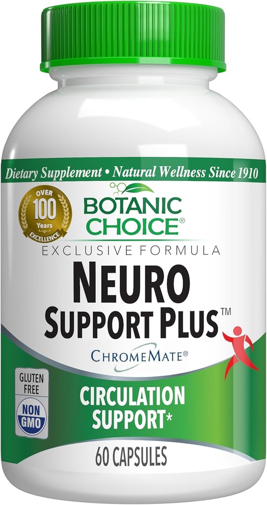 Botanic Choice Neuro Support Plus – Βοηθά το Soothe, Feet, Lower Legs- Nerve, Circulation Support- with Alpha Lipoic Acid, Biotin, Vitamin B12, B6, Benfotiamine (Vitamin B1)-Gluten Free- 60 Κάψουλες
