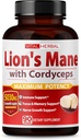 VITAL HERBAL Lions Mane Mushroom με κάψουλες Cordyceps Ισοδύναμο με 5030mg - Μέγιστη ισχύς L-Theanine Ashwagandha συμπλήρωμα εγκεφάλου για Focus Memory Energy Mood Υποστήριξη 90 ημερών