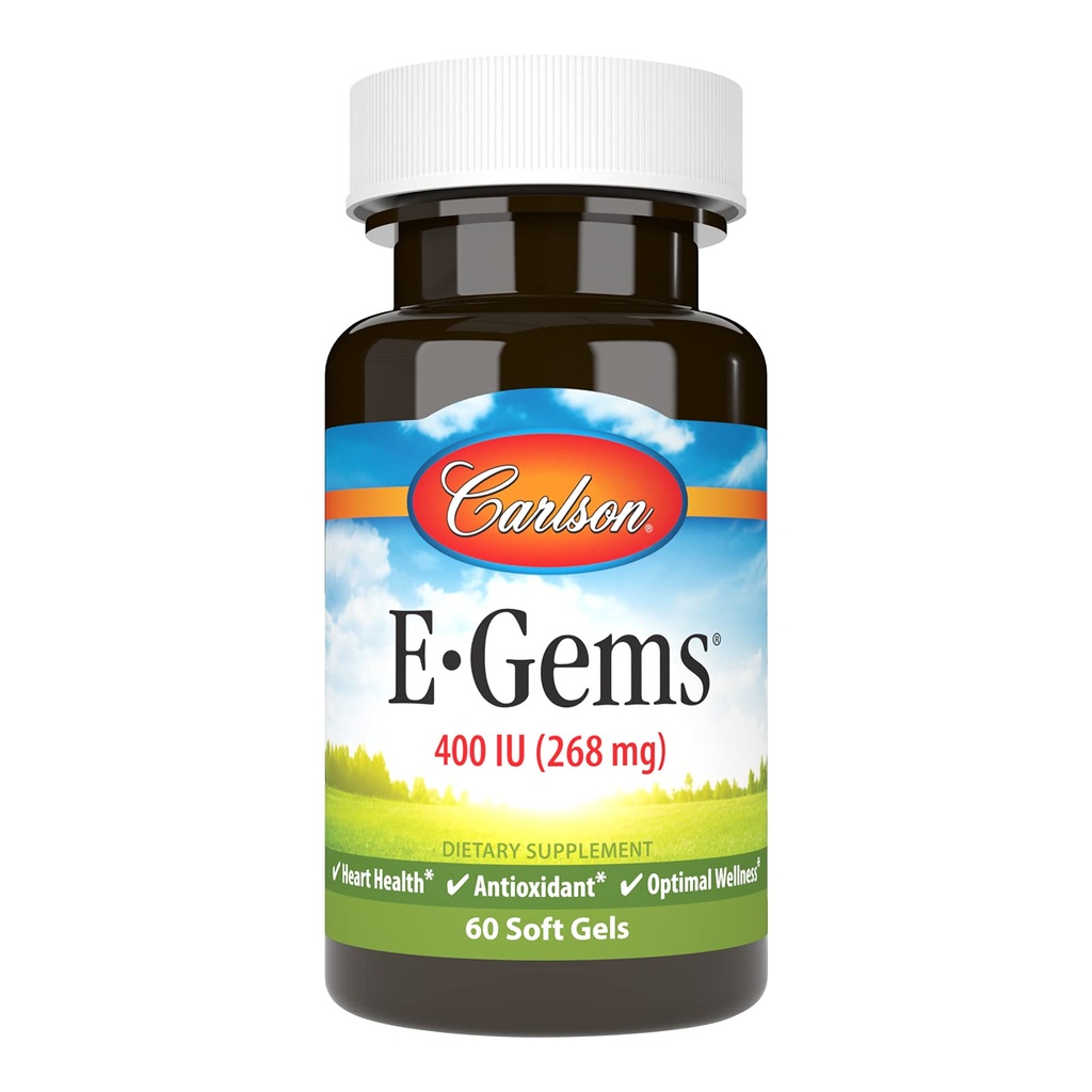 Εργαστήρια Carlson E-Gems Φυσική Βιταμίνη Ε, 400 IU, 60 Softgels