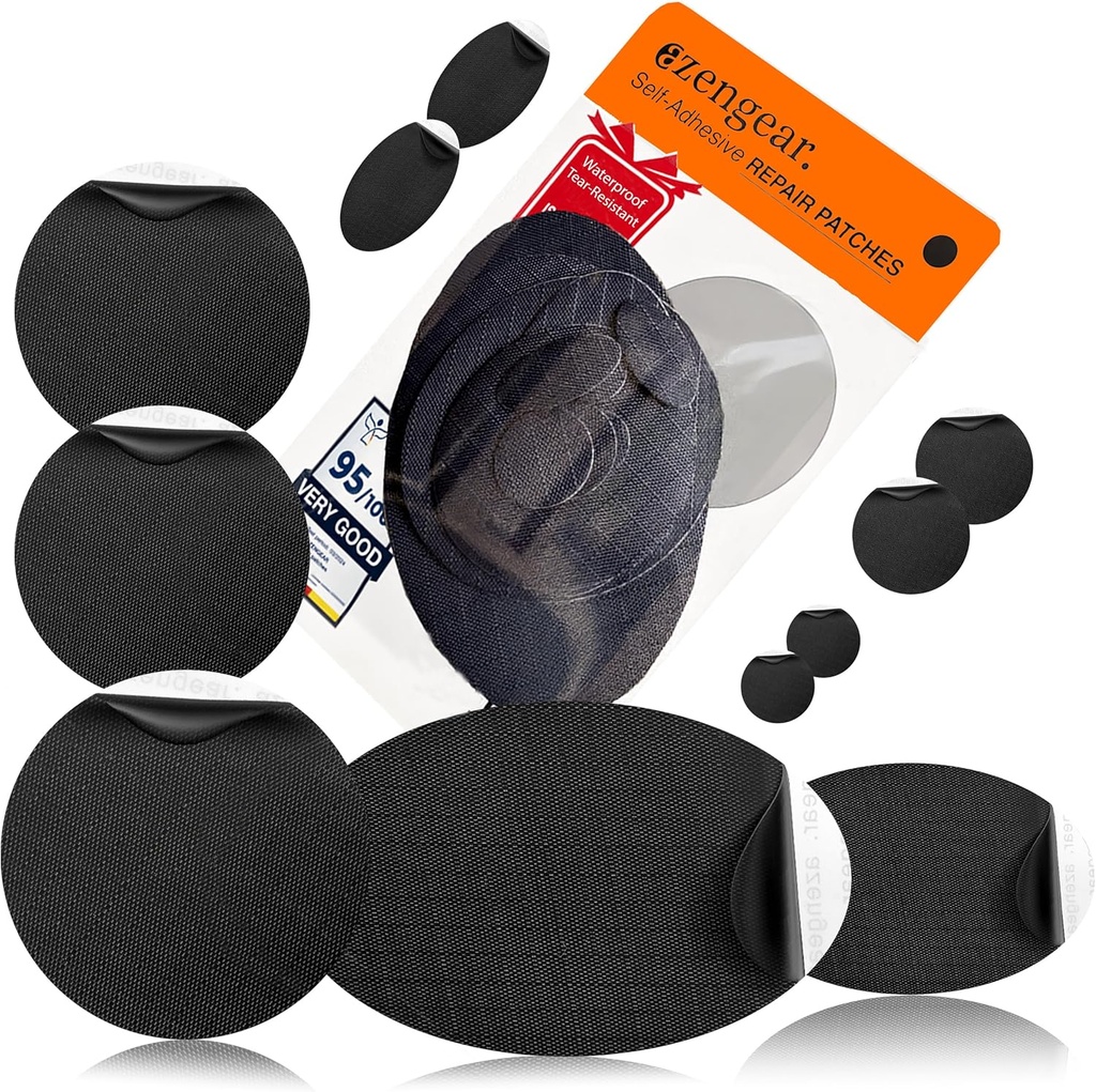 aZengear επιδιορθώσεις - Αδιάβροχα, Αυτοκόλλητα, Δάκρυ-Κρύο-Θέρμη-Εστιατόριο Πολυεστέρα Ύφασμα για να διορθώσετε κάτω σακάκι, Puffer, Snowsuit, Παπούτσια, Σκηνή, PVC, Ενδύματα, ταπετσαρία (Μαύρο)