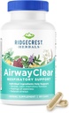 Ridgecrest Herbals Airway Clear, Lung Health and Breathing Support Συμπληρώματα με φρούτα Schisandra, cassia Bark and Ginger Root, Sinus, Mucus Support, Χωρίς γλουτένη (60 Vegan Caps, 30 Serv)