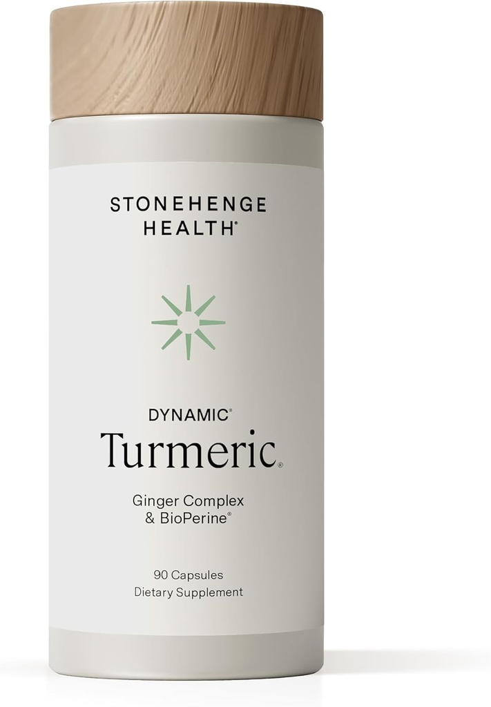 Stonehenge Health Dynamic Turmeric Curcumin with Ginger - Υψηλή ισχύς - 1.650 mg Turmeric με 95% Κουρκουμινοειδή & BioPerine, 90 κάψουλες χορτοφάγων