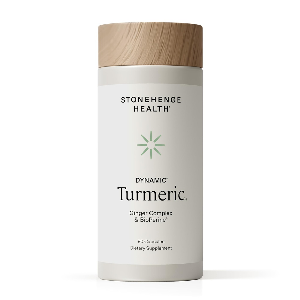 Stonehenge Health Dynamic Turmeric Curcumin with Ginger - Υψηλή ισχύς - 1.650 mg Turmeric με 95% Κουρκουμινοειδή & BioPerine, 90 κάψουλες χορτοφάγων