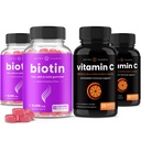 NutraChamps Biotin Gummies (2 Pack) και καψάκια βιταμίνης C (2 Pack) 4 Pack Bundle