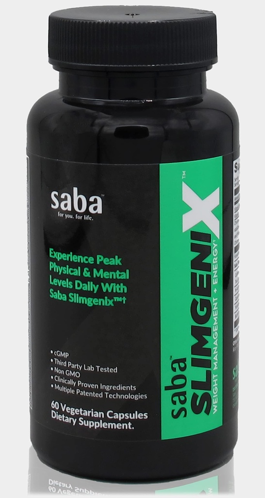 Saba SlimGenix -Ενέργεια, Διαχείριση βάρους, Έλεγχος όρεξης, Εστίαση, Fat Burner με Branded, Patented & Clinical Proven Συστατικά-60 Κάψουλες