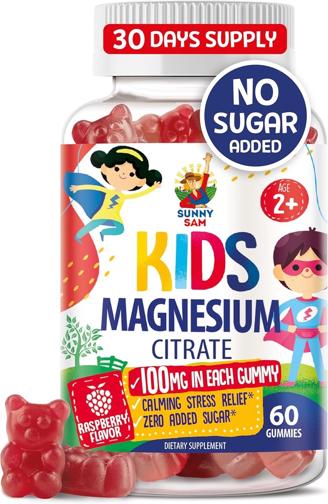 Μαγνήσιο Gummies για παιδιά και ενήλικες - 100mg - Ηρεμία μάσημα μαγνησίου - Μαγνήσιο Κιτρικό Μασώμενο συμπλήρωμα για Mood & Muscle Support - 60 Gummies
