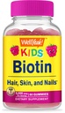 WellYeah Biotin Gummies for Kids 5000 mcg - Υποστηρίζει την ανάπτυξη των μαλλιών, την υγεία του δέρματος, και τα νύχια - Φυσικές πηγαίες γεύσεις - GMO δωρεάν, χωρίς γλουτένη - Gummy για αγόρια και κορίτσια - 60 κόμης